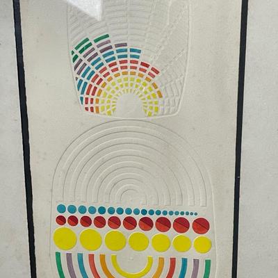 Temeel Artist Signed NYC rainbows Embossed Art - set of two, framed.