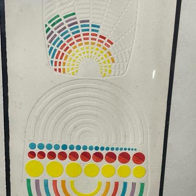 Temeel Artist Signed NYC rainbows Embossed Art - set of two, framed.