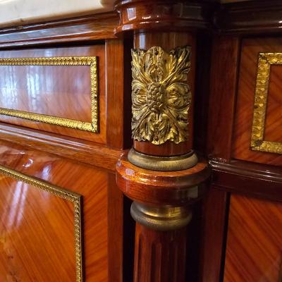 French Provincial Marble Top Inlayed Side Buffet  (DR-JS)