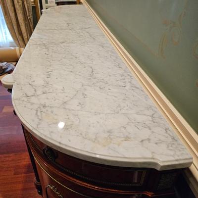 French Provincial Marble Top Inlayed Side Buffet  (DR-JS)