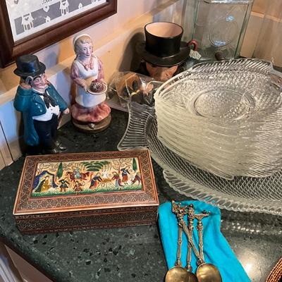 DR2223 Large Lot of Ruby Glasses, Fish Plates, Handmade Trivets and more
