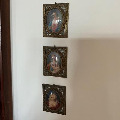 F2225 Lot of Three Antique Hand painted Portraits