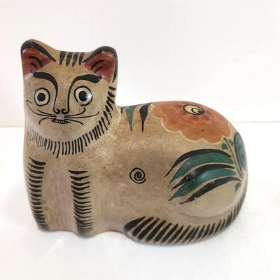 Lot #53  Vintage Mexican Pottery Wide-Eyed Cat - likely Tonala Pottery