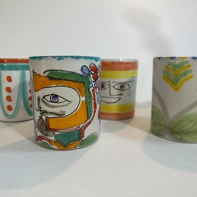 Signed Iconic Midcentury  Desimone De Simone Pottery Coffee Mug - Lot of 4