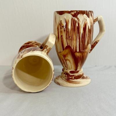 1980's Margie of Alaska Dark Red Clay Mugs - Set of 2