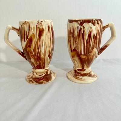 1980's Margie of Alaska Dark Red Clay Mugs - Set of 2