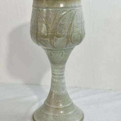 Set of 3 Vintage Stoneware Pottery Goblets - Signed