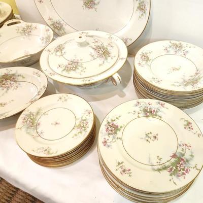 Lot #58  Antique Set of Theodore Havilland China in the Apple Blossom pattern