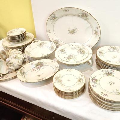 Lot #58  Antique Set of Theodore Havilland China in the Apple Blossom pattern