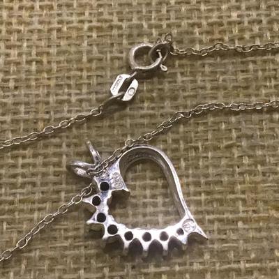 Silver 925 Sapphire Heart Necklace Silver 925 Chain