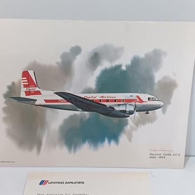 United Airlines 1050-1952 Douglas Super DC-3 Airplane Plane Aviation Airport Print