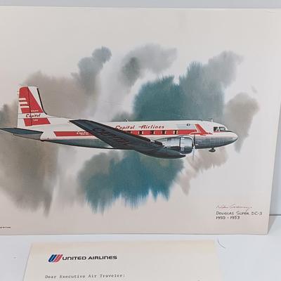 United Airlines 1050-1952 Douglas Super DC-3 Airplane Plane Aviation Airport Print