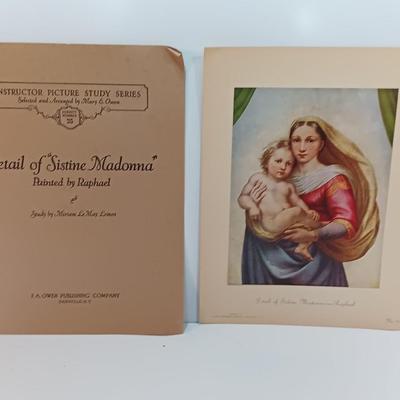 Sistine Madonna print by Raphael Vintage Instructor Picture Study Series Art Prints subject number 21