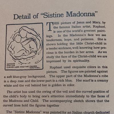 Sistine Madonna print by Raphael Vintage Instructor Picture Study Series Art Prints subject number 21