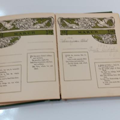 Three vintage booklets - Longfellow Birthday Book 1906 - Ladies Almanac 1960 - and Flower Calendar 1948