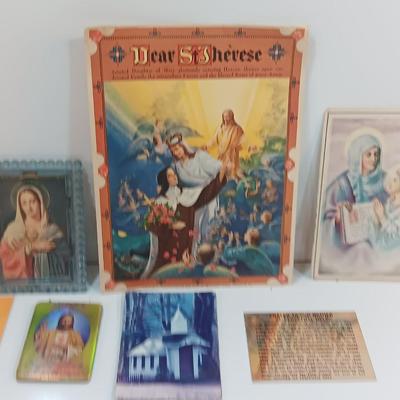 Large lot of Vintage Prayer cards - Framed Jesus litho - Framed Mary and more Catholic Prayer Cards