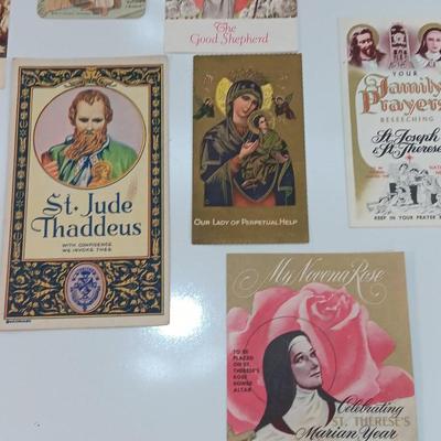 Large lot of Vintage Prayer cards - Framed Jesus litho - Framed Mary and more Catholic Prayer Cards
