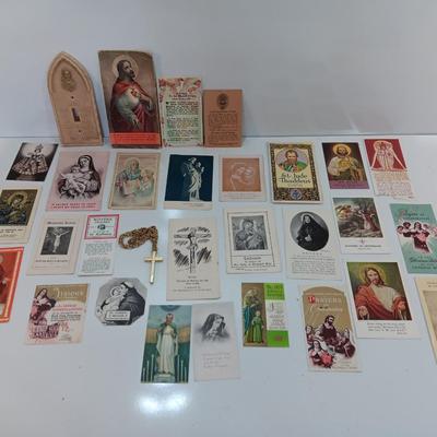 Large lot of Vintage Prayer cards - Light switch cover - Catholic Religious