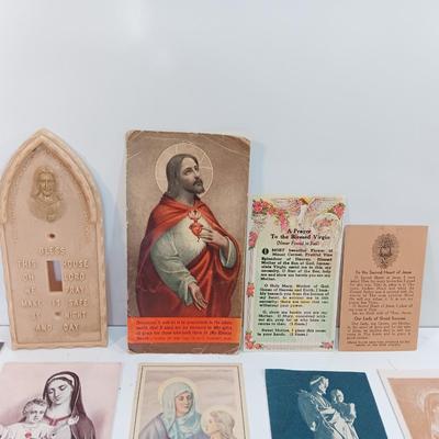 Large lot of Vintage Prayer cards - Light switch cover - Catholic Religious