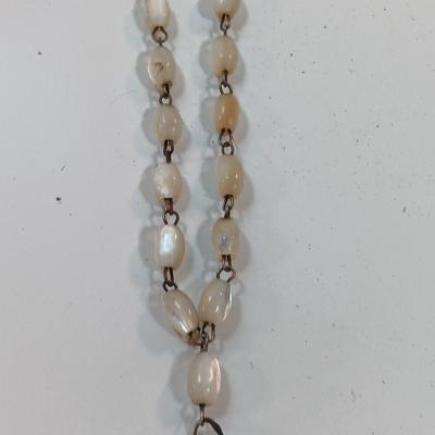 Vintage Mother of pearl beaded necklace with pendant and 2 additional matching ones for Jewelry making