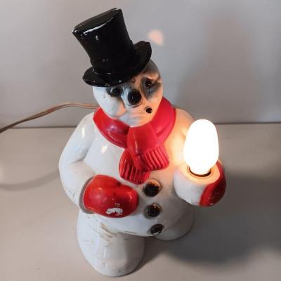 Working Vintage Hard Plastic Christmas Snowman Light, 1950's