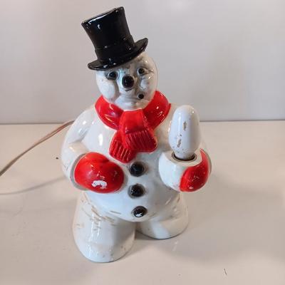 Working Vintage Hard Plastic Christmas Snowman Light, 1950's