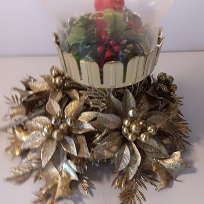 Vintage electric Christmas lamp with faux gold florals