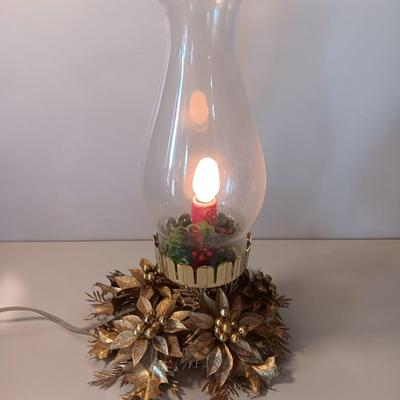 Vintage electric Christmas lamp with faux gold florals