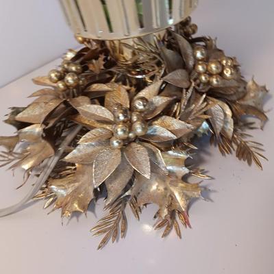 Vintage electric Christmas lamp with faux gold florals
