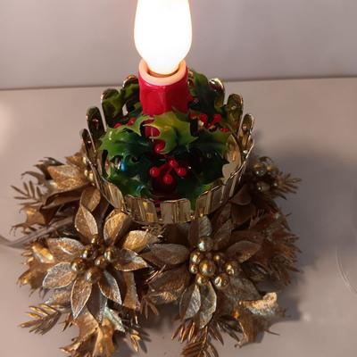 Vintage electric Christmas lamp with faux gold florals