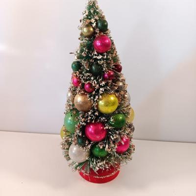 Vintage bottle brush Christmas tree with Mercury glass balls