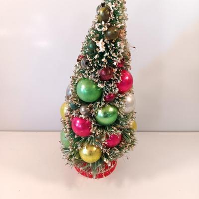 Vintage bottle brush Christmas tree with Mercury glass balls
