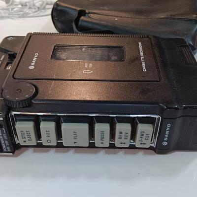 Vintage Sanyo Walkman with case, GPX Portable Cd Player - ear phones - cassette tape adapter for car stereo