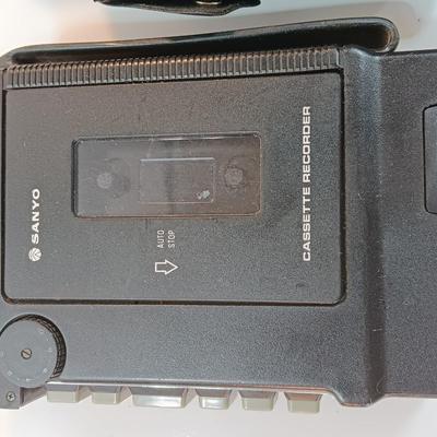 Vintage Sanyo Walkman with case, GPX Portable Cd Player - ear phones - cassette tape adapter for car stereo
