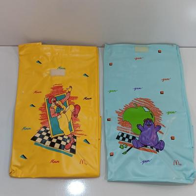 Two Reusable McDonald's Vinyl Plastic Happy Meal Lunch Bags 1988