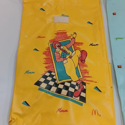 Two Reusable McDonald's Vinyl Plastic Happy Meal Lunch Bags 1988