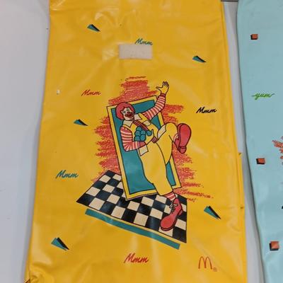 Two Reusable McDonald's Vinyl Plastic Happy Meal Lunch Bags 1988