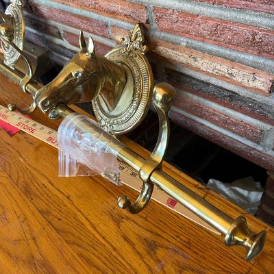 Vintage Brass Coat Rack with horses