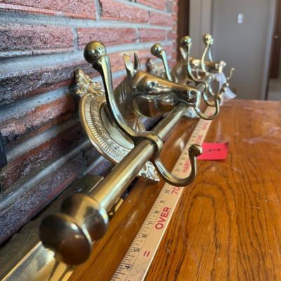 Vintage Brass Coat Rack with horses