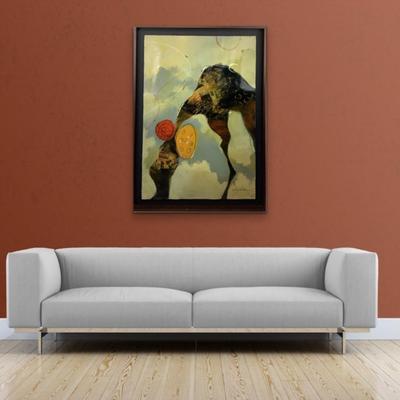 996 Original Acrylic on Paper Artwork titled "Metachin FB-GIR-2" by Sanford Wakeman