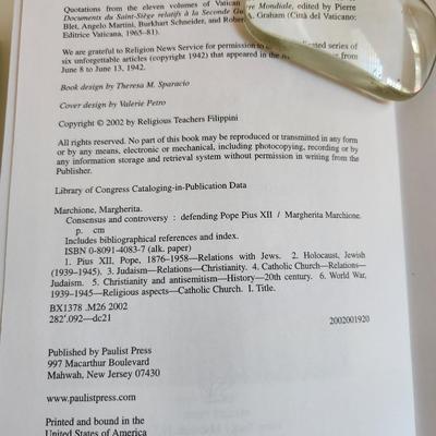 Consensus & Controversy by Margherita Marchione - Autographed