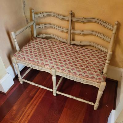French Country Ladder Back Settee W/ Woven Rush Seat (E-DW)