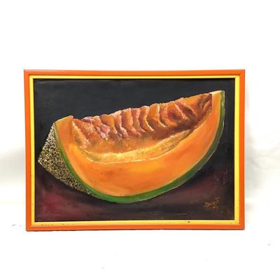 1011 Original Cantaloupe Painting MCM Dated 1977