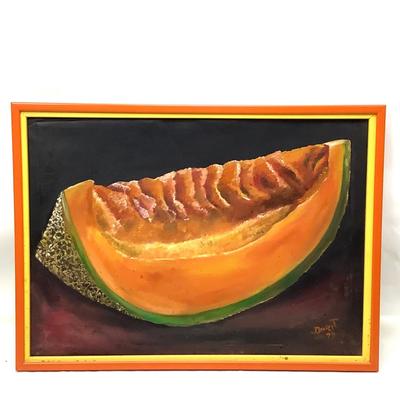 1011 Original Cantaloupe Painting MCM Dated 1977