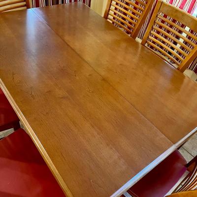 BASSETT ~ Solid Wood Dining Room Table With Eight (8) Ladder Back Chairs