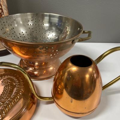 Vintage copper kitchen items and thermos