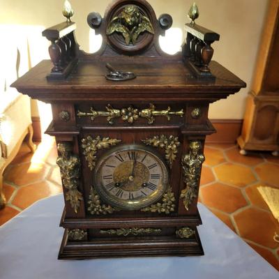 Ornate Mantel Clock and Candlesticks (K-DW)