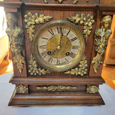 Ornate Mantel Clock and Candlesticks (K-DW)