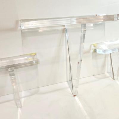 Lot #60  Lot of 3 clear Lucite Wall Shelves