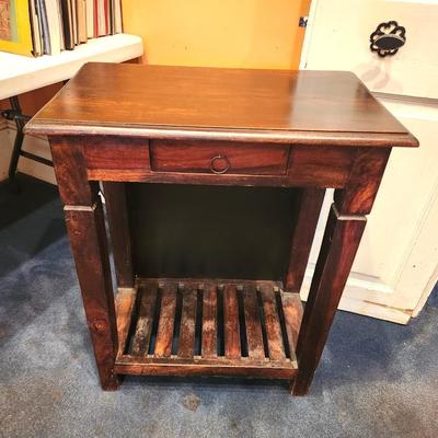 Lot #61  Vintage Oak Side Table with Drawer